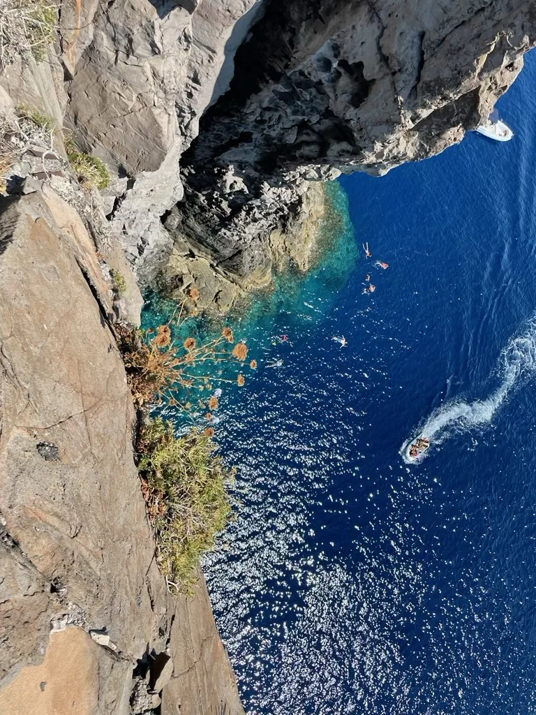 Island and coastline viewed from the cliffs of Tropea